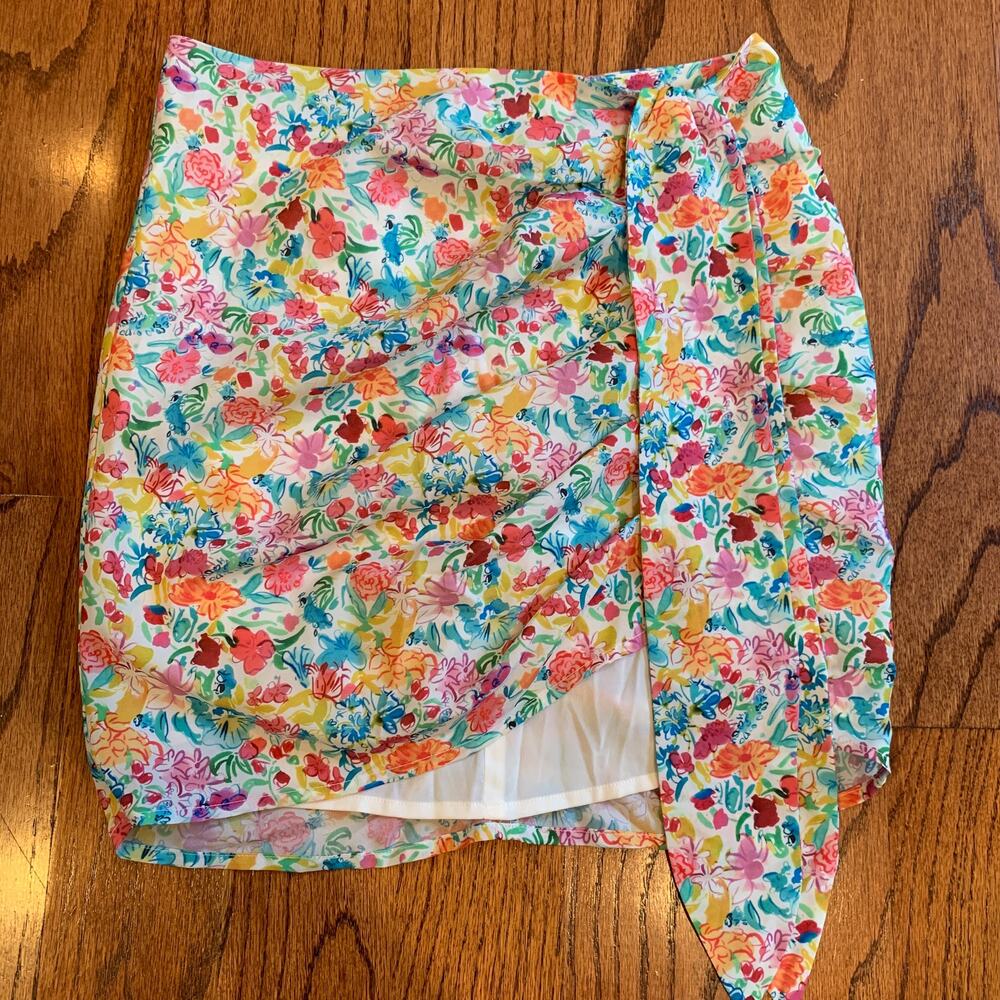 For Love & Lemons Gilles Floral Mini Skirt | White Pink Blue | Small
